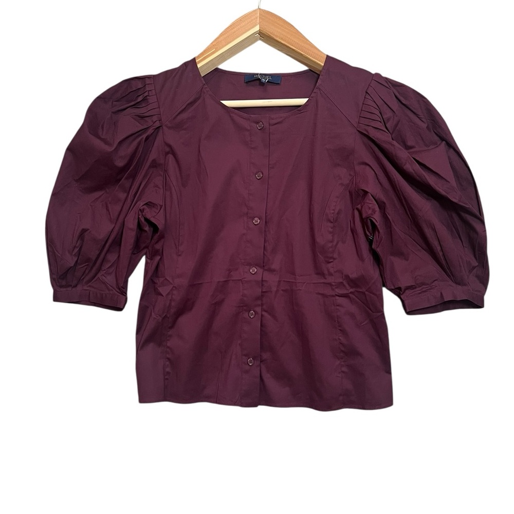 RACHEL Rachel Roy women’s Deep burgundy wine Puff Sleeve button up Blouse